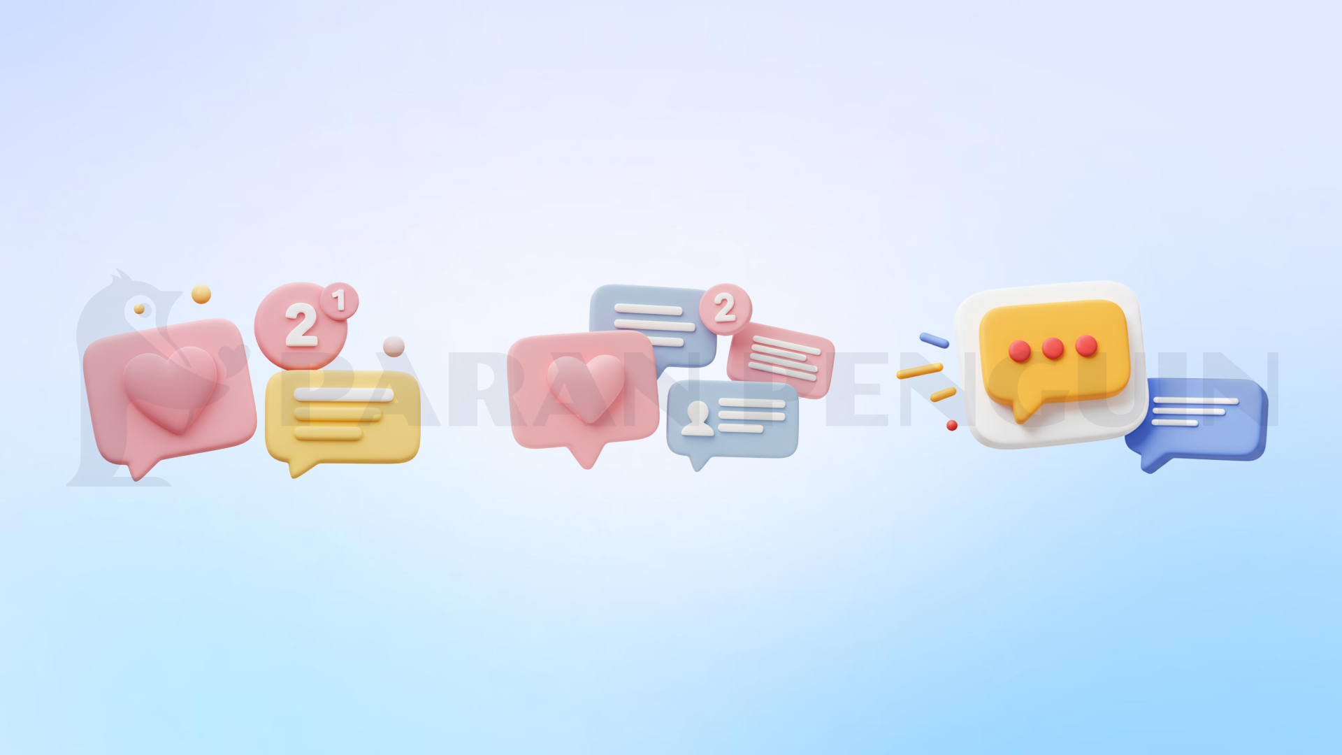 3d, 메세지, 텍스트, 아이콘, 일러스트, 알림, 말풍선