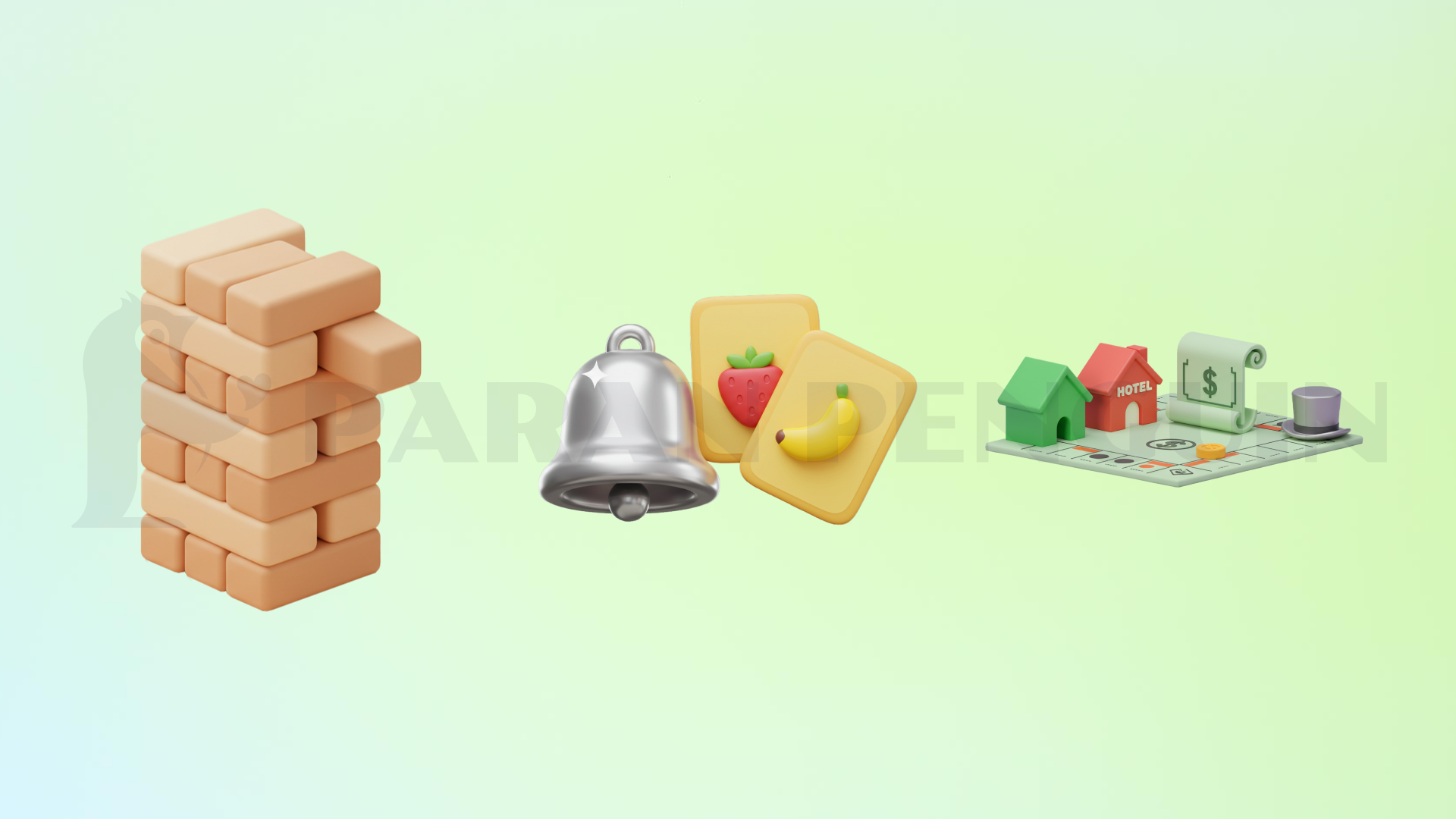 모노폴리, 젠가, 할리갈리, 보드게임, 3d, 아이콘, 일러스트