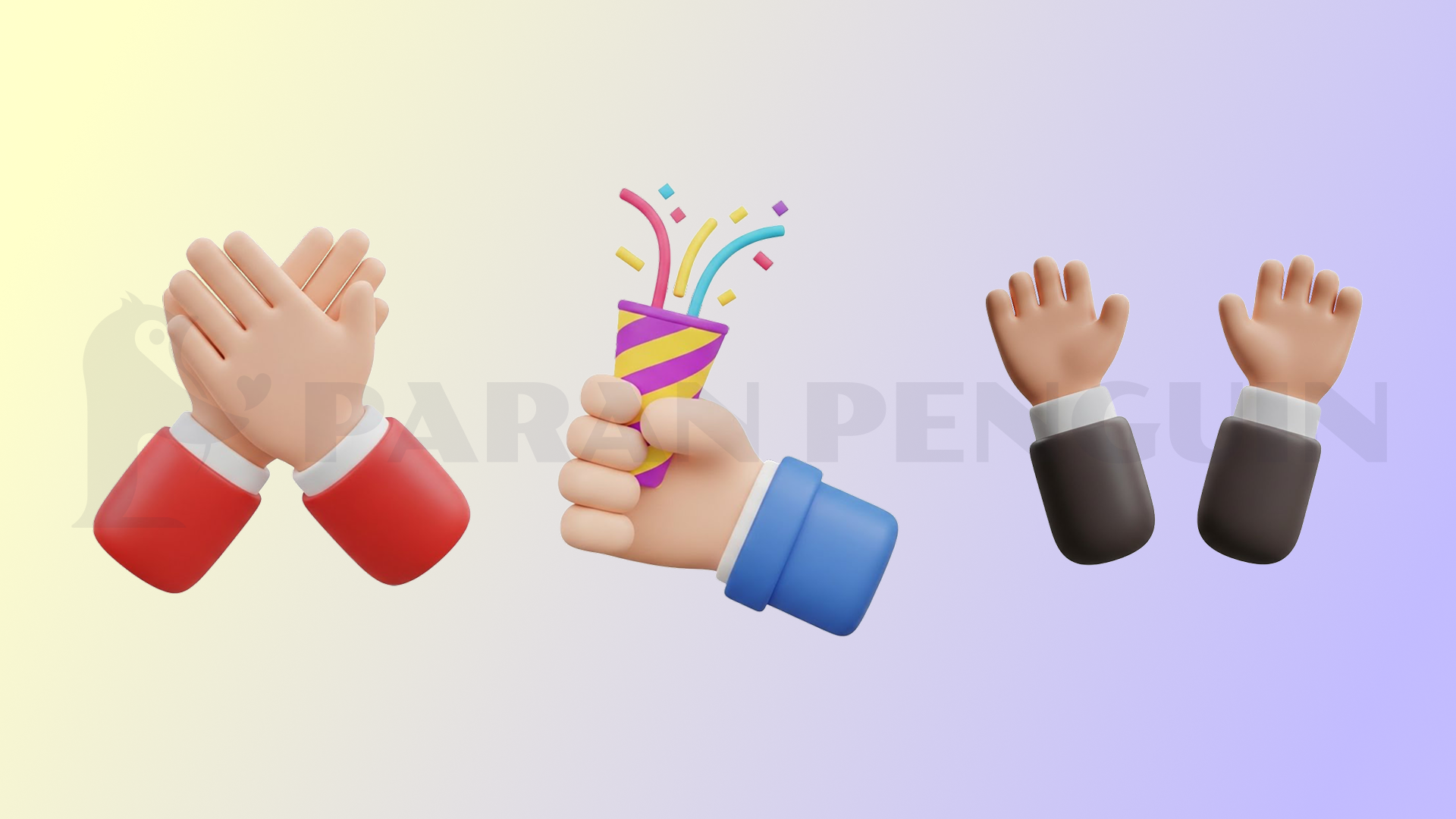 박수, 축하, 환호, 3D, 아이콘, 일러스트